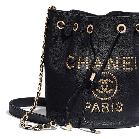 chanel grained calfskin & gold tone metal black|chanel grained calfskin drawstring bag.